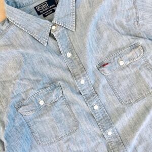 Polo Ralph Lauren Matlock XXL Denim Chambray Short Sleeve Workwear Utility Shirt